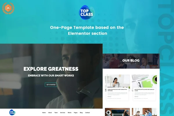 TopClass business and agency Elementor template kit preview