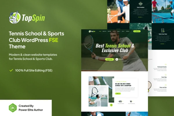 TopSpin tennis school and sports club WordPress theme preview