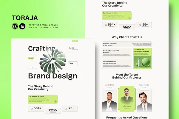 Toraja creative agency Elementor template kit preview