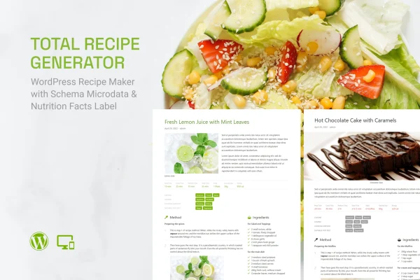Total Recipe Generator for Gutenberg recipe block plugin banner