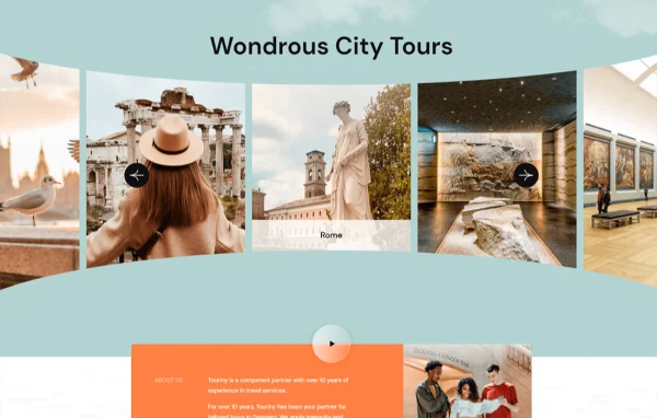 Touriny travel agency WordPress theme preview with tour listings