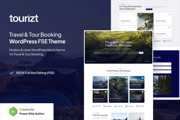 Tourizt tour and travel agency WordPress theme preview