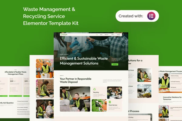 Tracyle waste management and recycling Elementor template kit preview