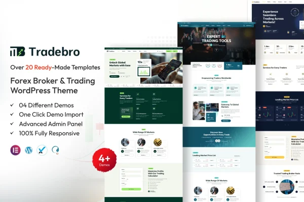 TradeBro forex broker and trading WordPress theme preview