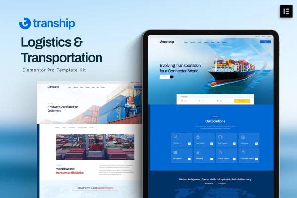Tranship logistics and transportation Elementor template kit preview