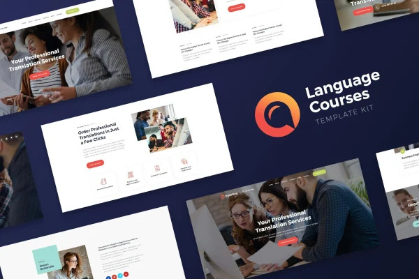 Translang Elementor template kit preview for language courses and translation services