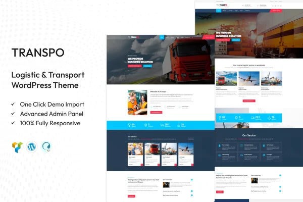 TRANSPO logistics and transport WordPress theme preview