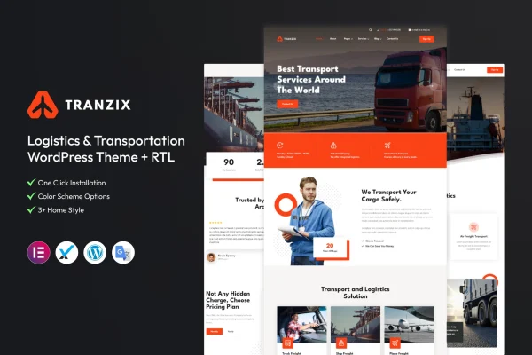 Tranzix logistics and transport WordPress theme preview