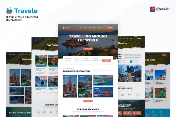 Travele travel and tour agency Elementor template kit preview