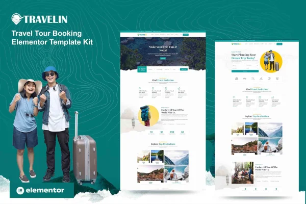Travelin travel tour booking Elementor template kit preview