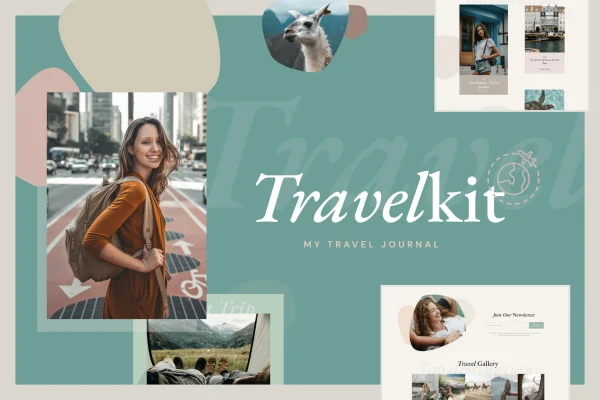 TravelKit travel journal and blog Elementor template kit preview