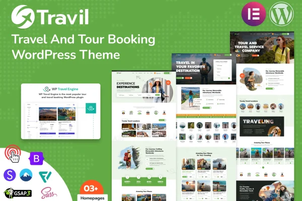 Travil travel and tour booking WordPress theme preview