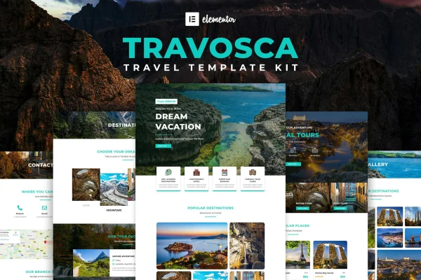 Travosca travel Elementor template kit cover image