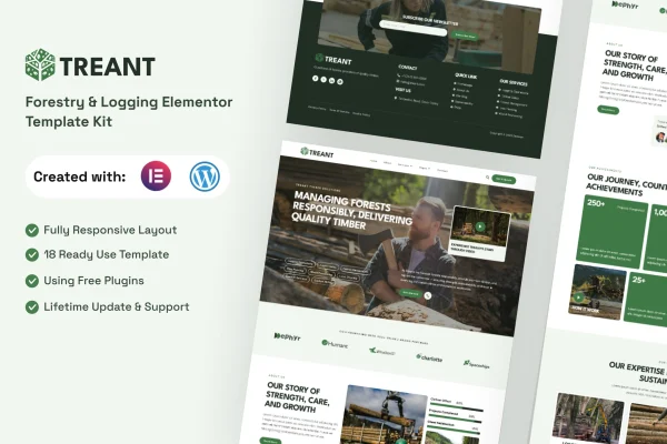 Treant forestry and logging Elementor template kit cover image