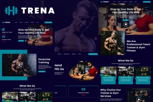 Trena sport and fitness trainer Elementor template kit preview