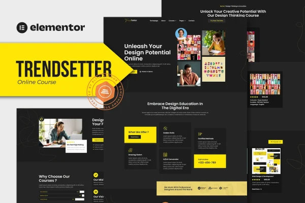 Trendsetter online design courses Elementor Pro template kit preview