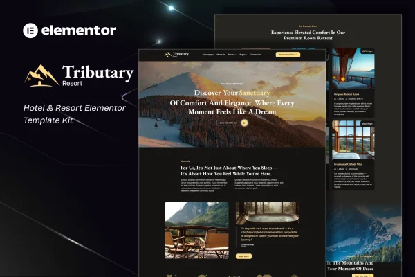 Tributary hotel and resort Elementor template kit cover image