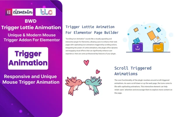 Trigger Lottie Animation addon for Elementor plugin banner