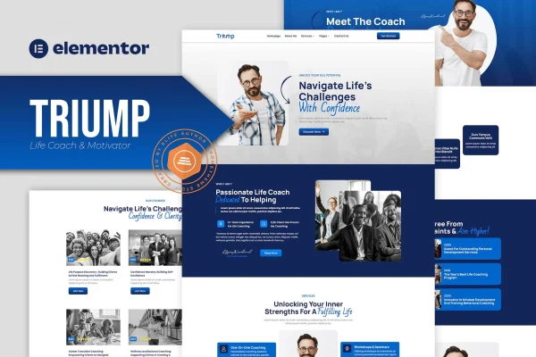 Triump life coach and motivator Elementor template kit preview