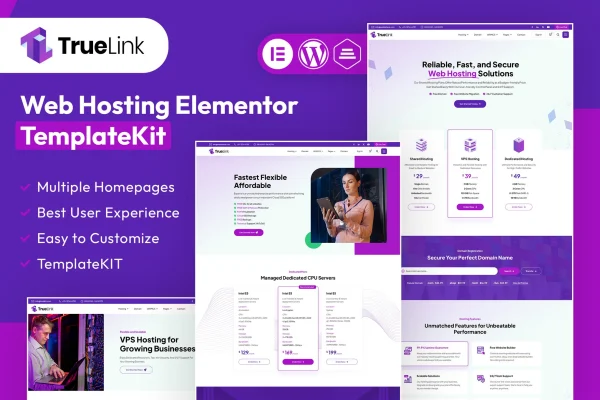 TrueLink web hosting Elementor template kit cover image