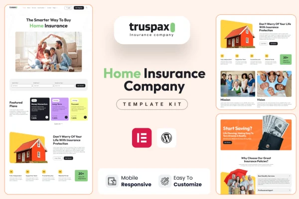 Truspax insurance agency Elementor template kit preview