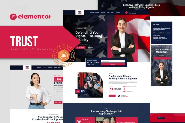 Trust political candidate Elementor template kit preview