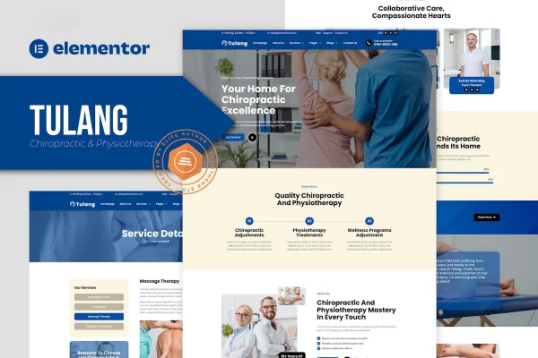 Tulang chiropractic and physiotherapy Elementor template kit preview