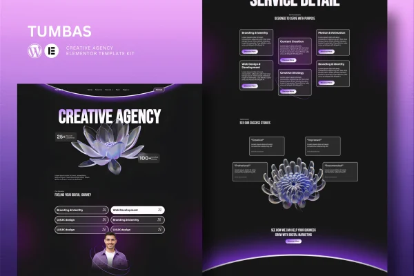 Tumbas creative agency Elementor template kit preview