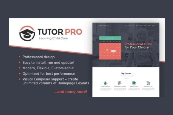 Tutor Pro education WordPress theme preview