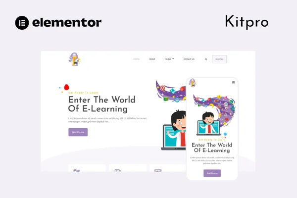 Tutturu E-Learning Service Elementor Template Kit cover showing online education website pages