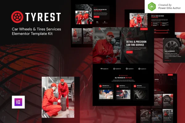 Tyrest car tire and wheel service Elementor template kit preview