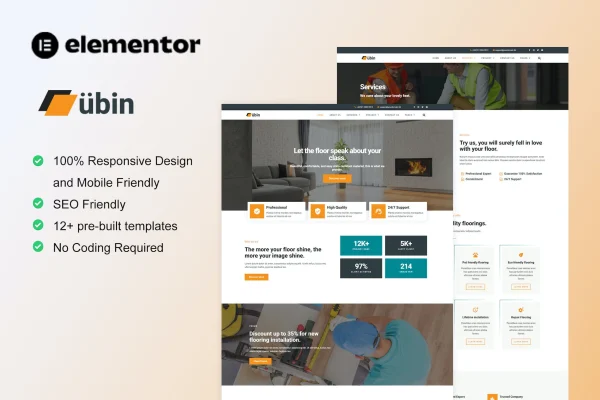 Ubin flooring service Elementor template kit preview