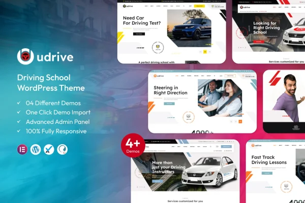 Udrive driving school WordPress theme preview
