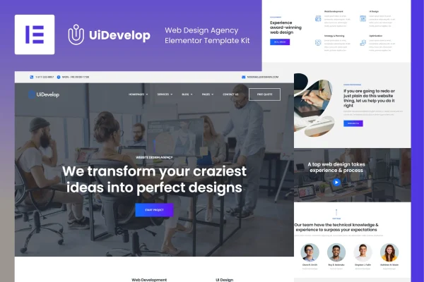 UiDevelop web design agency Elementor template kit preview