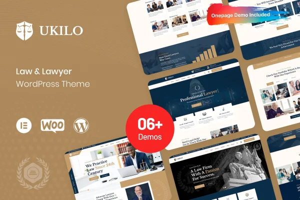 Ukilo law and lawyer WordPress theme preview