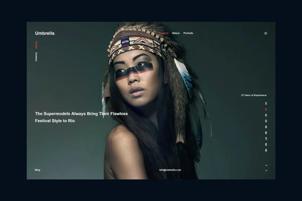 Umbrella photography WordPress theme preview with fullscreen portfolio slider