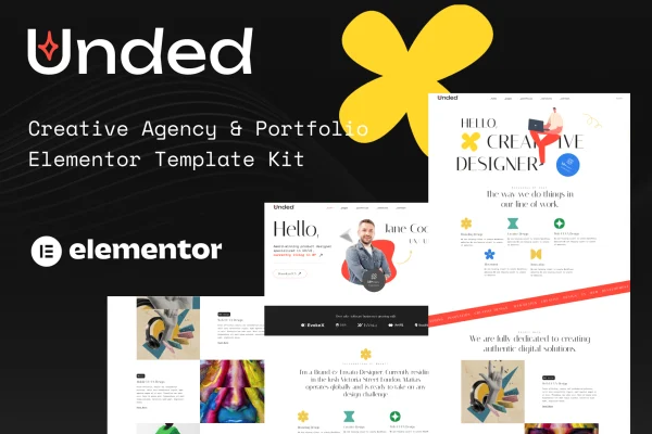 Unded creative agency and portfolio Elementor template kit preview