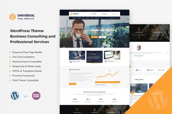 Univarsal business consulting WordPress theme preview
