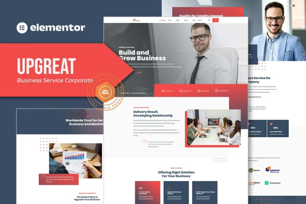 Upgreat business service corporate Elementor template kit preview