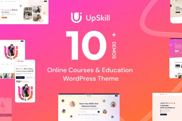 UpSkill education courses LMS WordPress theme preview