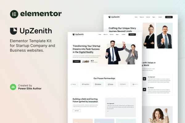 UpZenith startup and business Elementor template kit preview