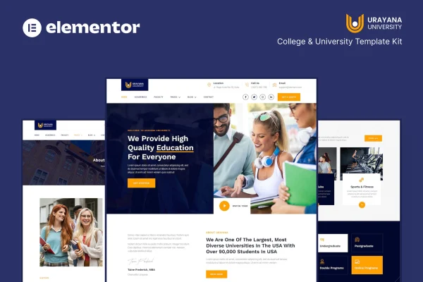 Urayana university and college Elementor template kit preview