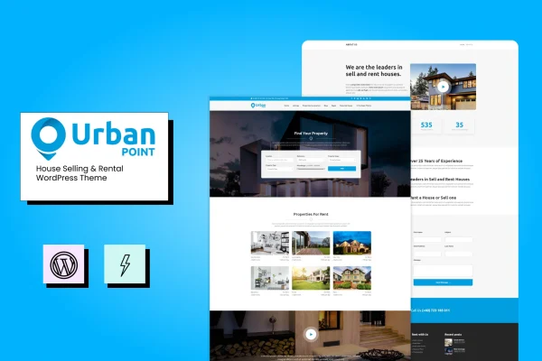 UrbanPoint Theme real estate WordPress theme preview with property listings