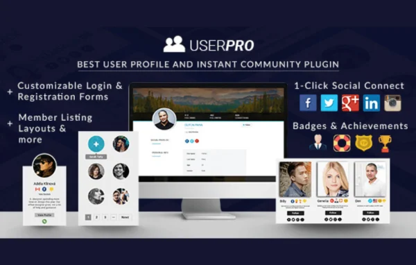 UserPro user profiles and social login plugin banner