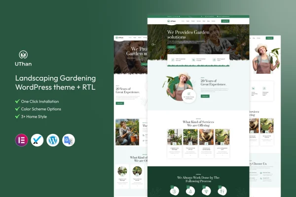 Uthan landscaping and gardening WordPress theme preview