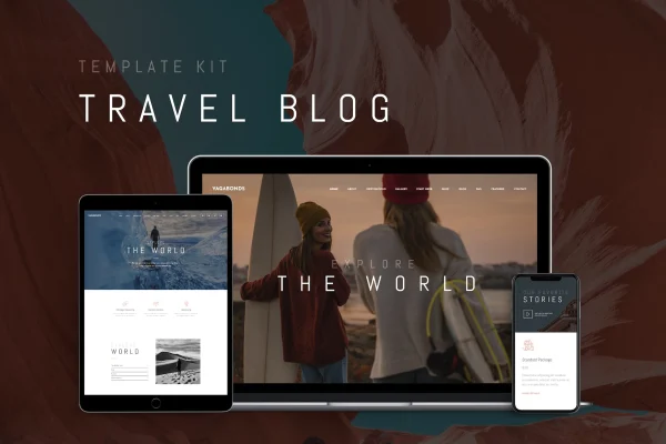 Vagabonds travel blog Elementor template kit cover image