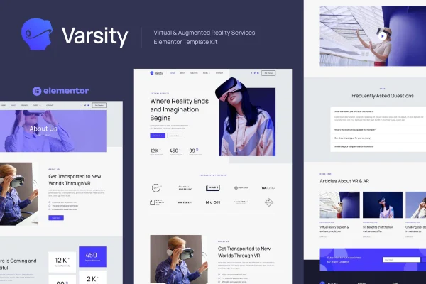 Varsity VR and AR services Elementor template kit cover image