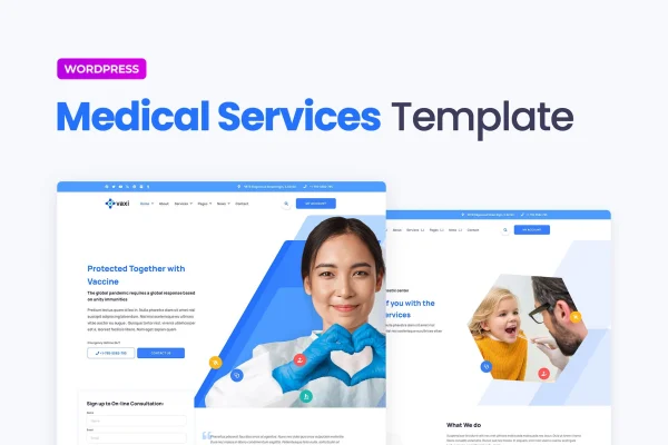 Vaxi Covid-19 vaccination and health services Elementor template kit preview