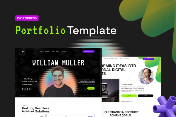 Vectra developer portfolio Elementor Pro template kit preview