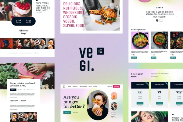 Vegi vegan street food restaurant Elementor template kit preview
